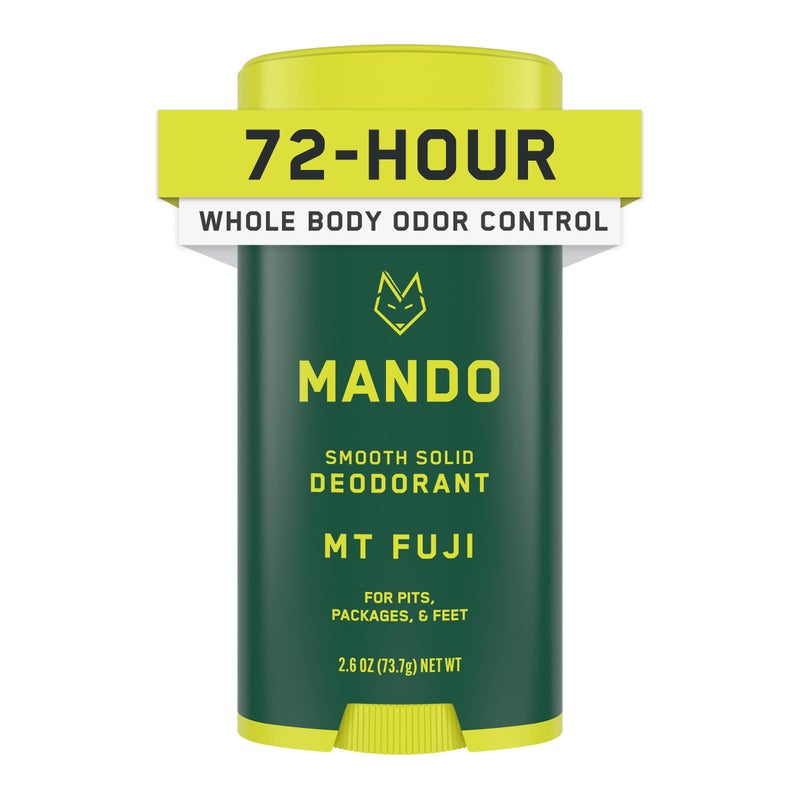 Mando Whole Body Deodorant For Men  Smooth Solid Stick  72 Hour Odor Control  Aluminum Free Baking Soda Free Skin Safe  26 Ounce Mt Fuji